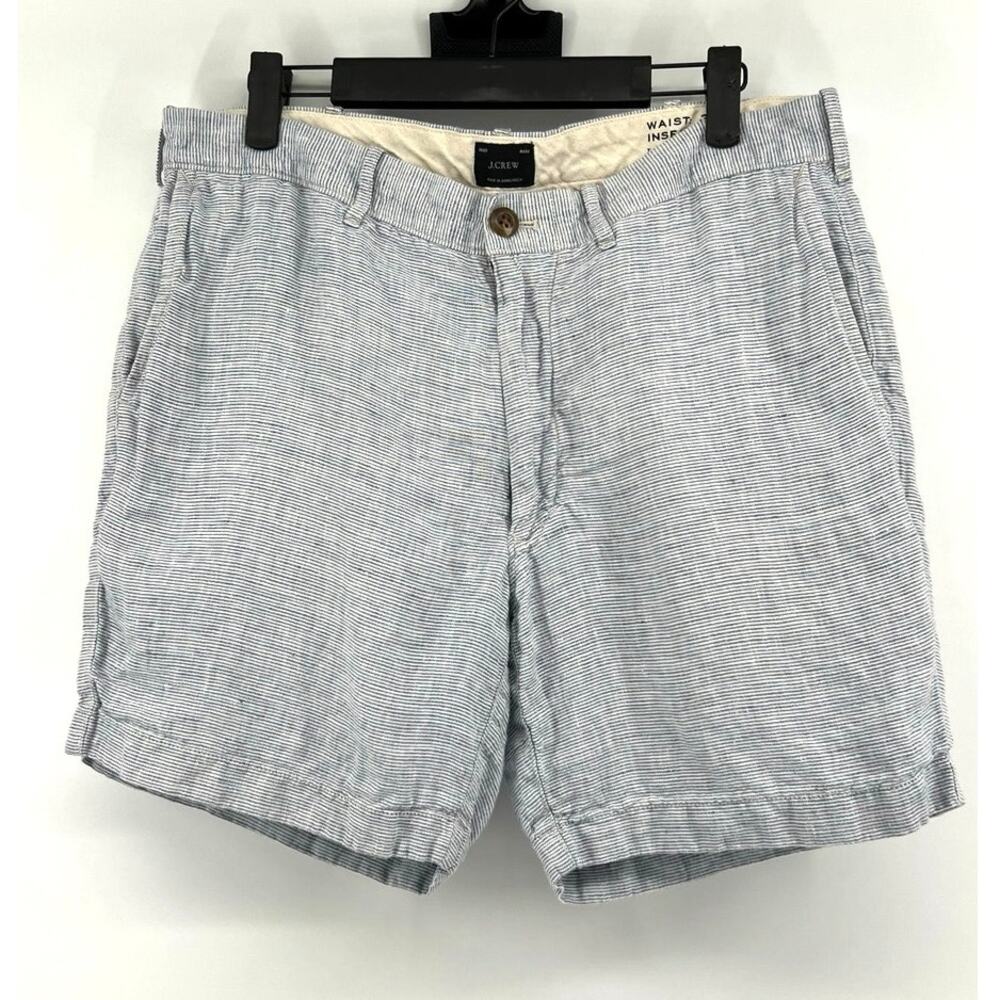 J.Crew Men's Linen Shorts Size 32 Blue Breathable Summer Essential